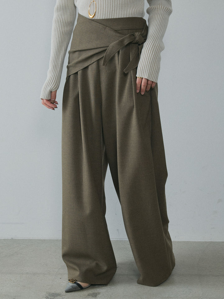 [予約]スカーフ付ワイドパンツ/brown