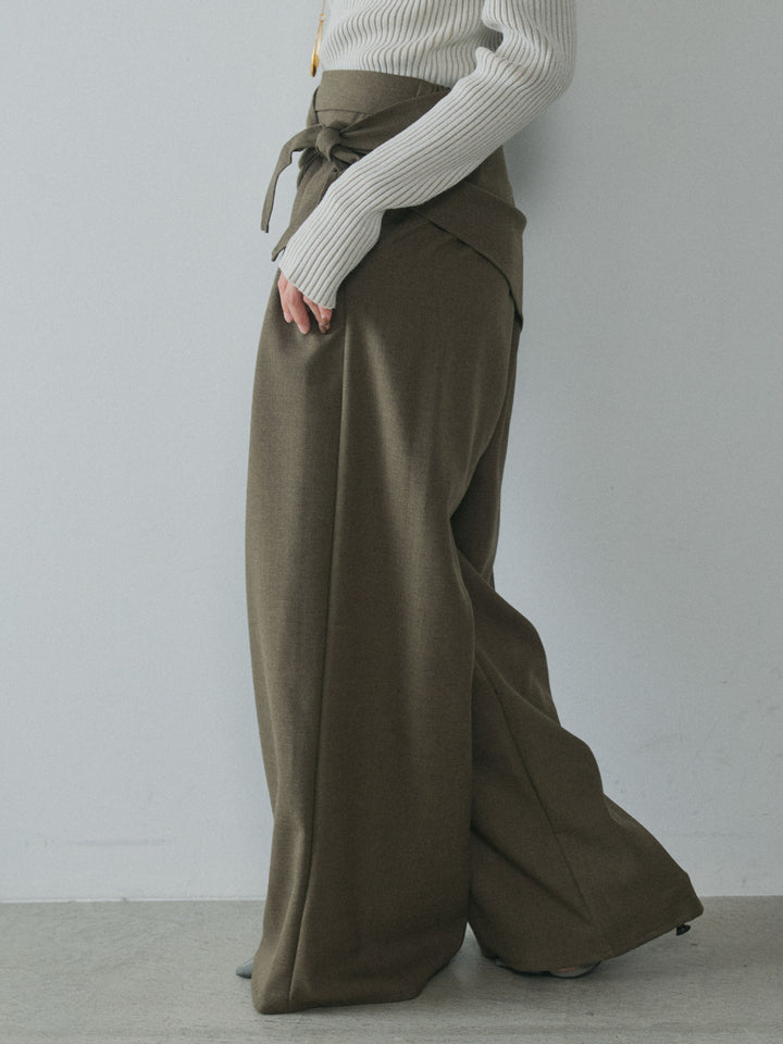 [予約]スカーフ付ワイドパンツ/brown