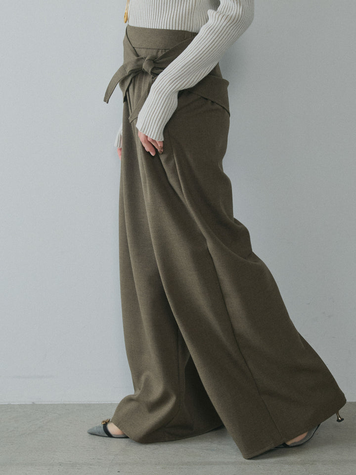 [予約]スカーフ付ワイドパンツ/brown