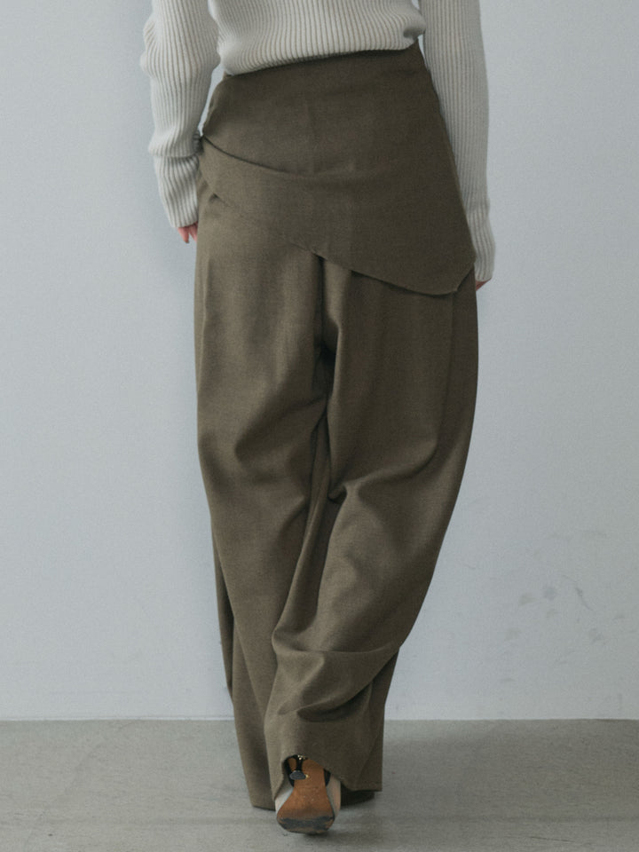 [予約]スカーフ付ワイドパンツ/brown