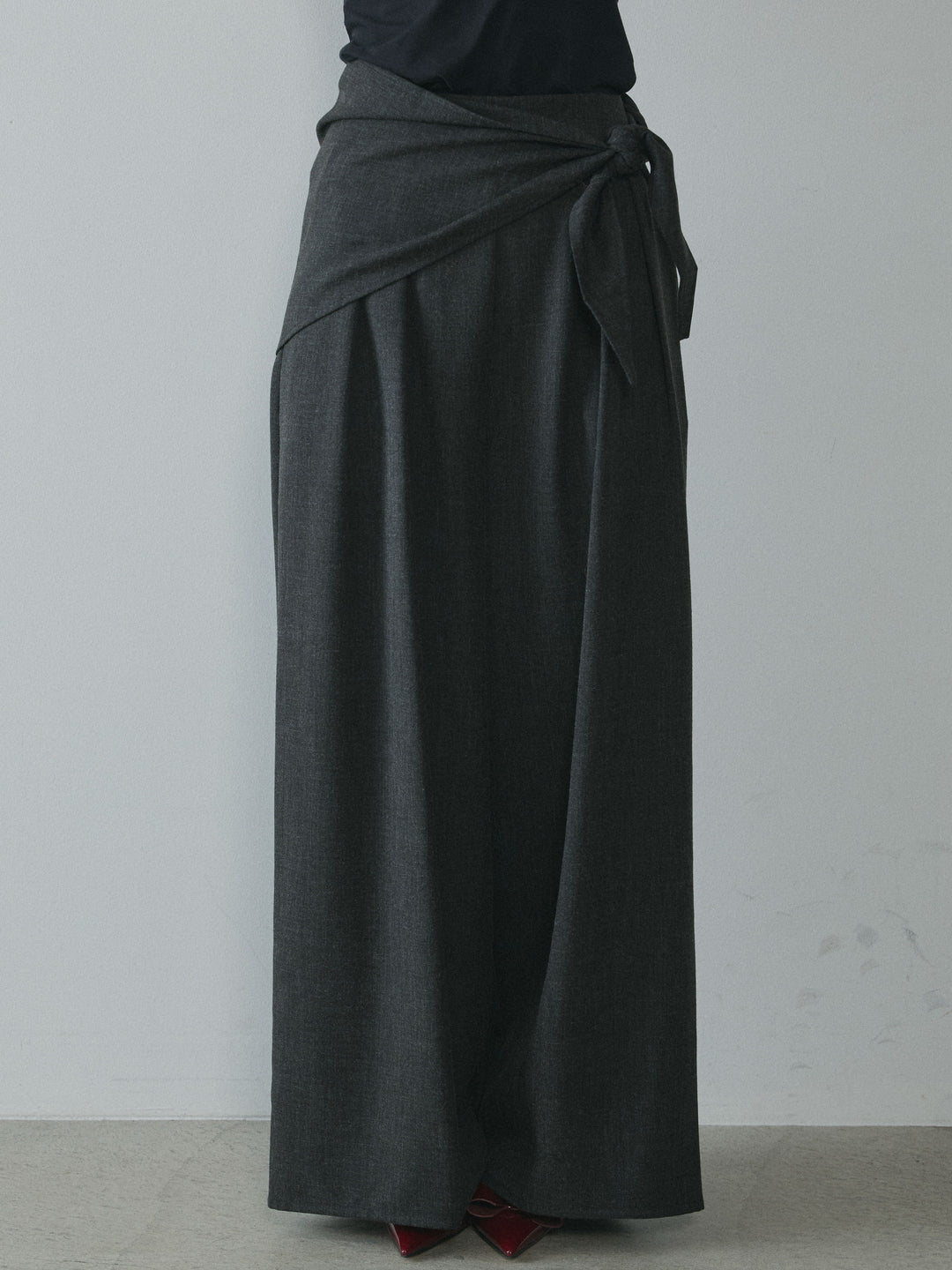 [予約]スカーフ付ワイドパンツ/black