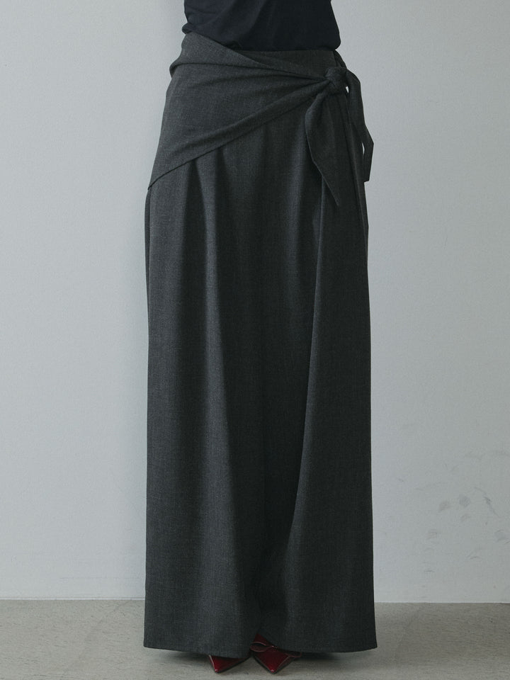 [予約]スカーフ付ワイドパンツ/black