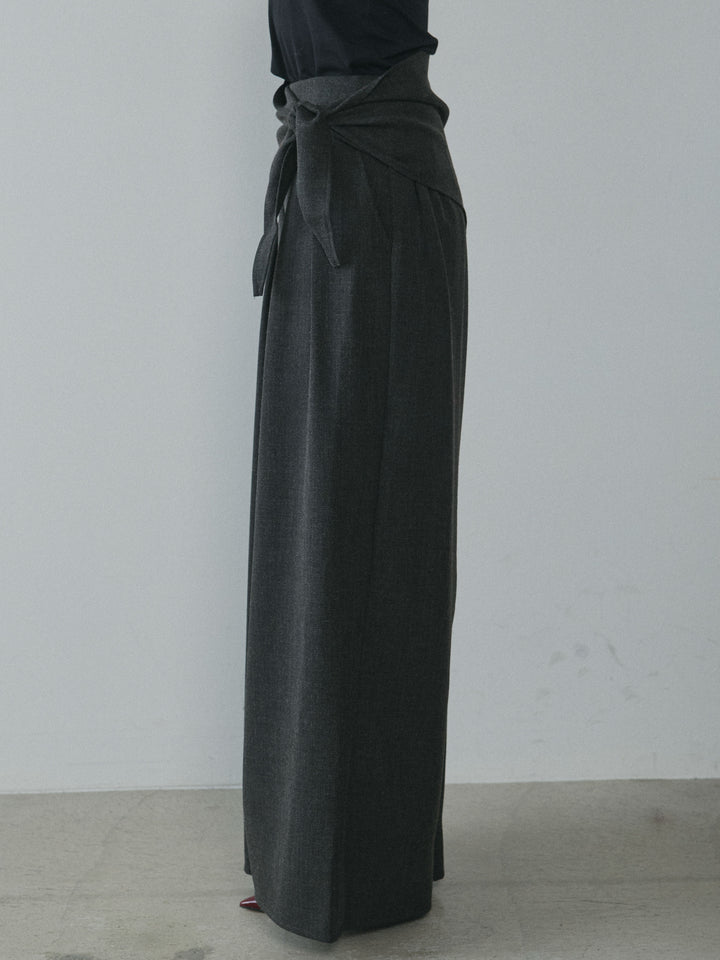 [予約]スカーフ付ワイドパンツ/black