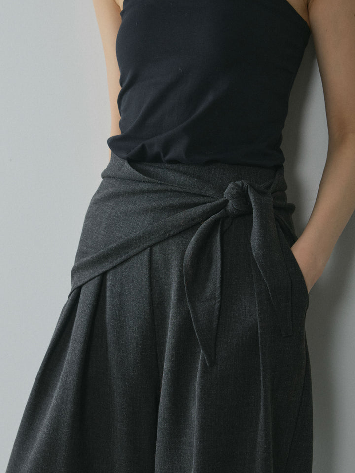 [予約]スカーフ付ワイドパンツ/black