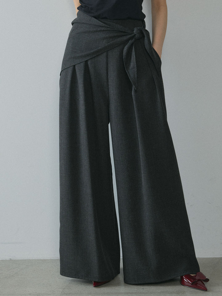 [予約]スカーフ付ワイドパンツ/black