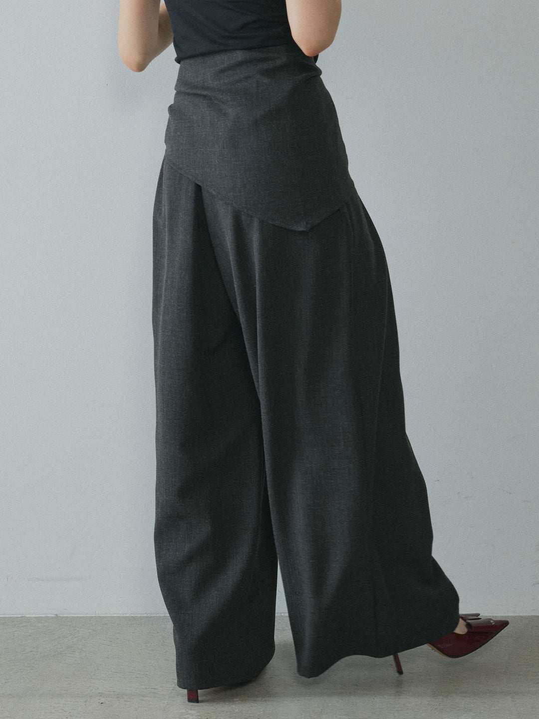 [予約]スカーフ付ワイドパンツ/black