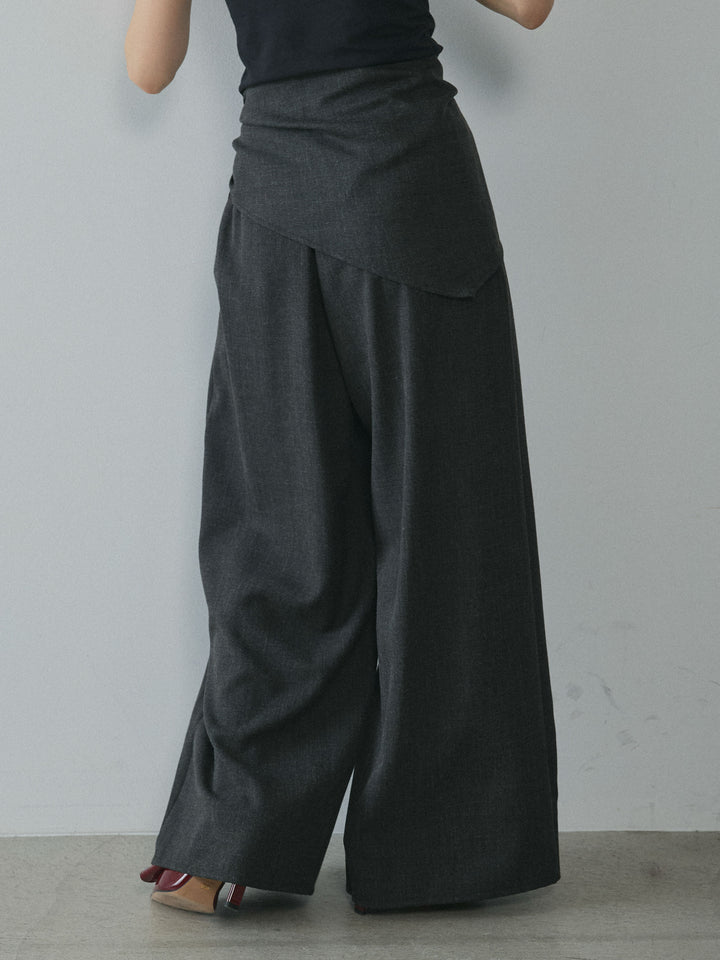 [予約]スカーフ付ワイドパンツ/black