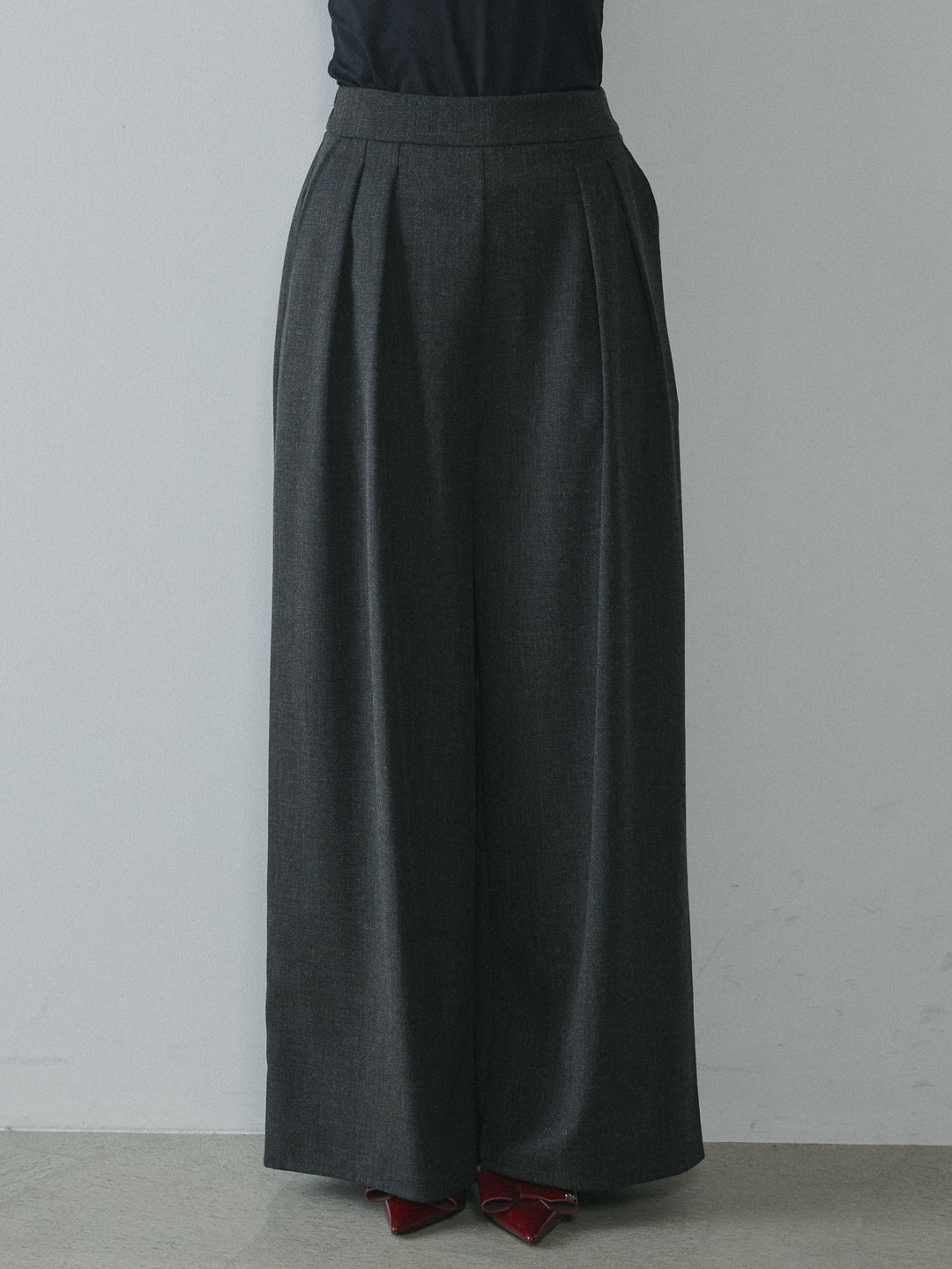 [予約]スカーフ付ワイドパンツ/black