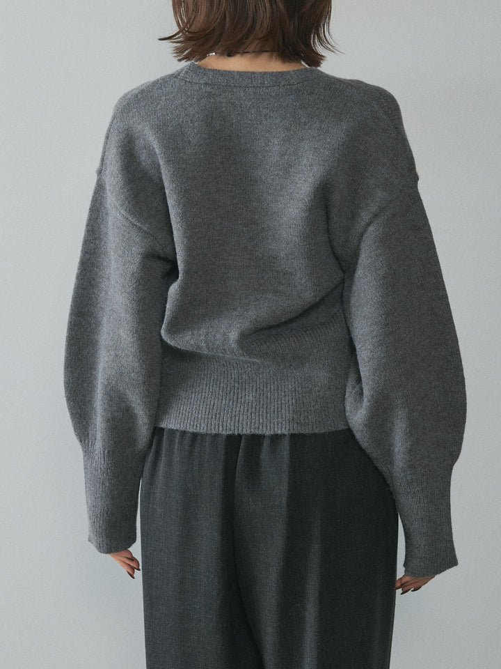 [予約]アルパカタッチVネックカーディガン/charcoal