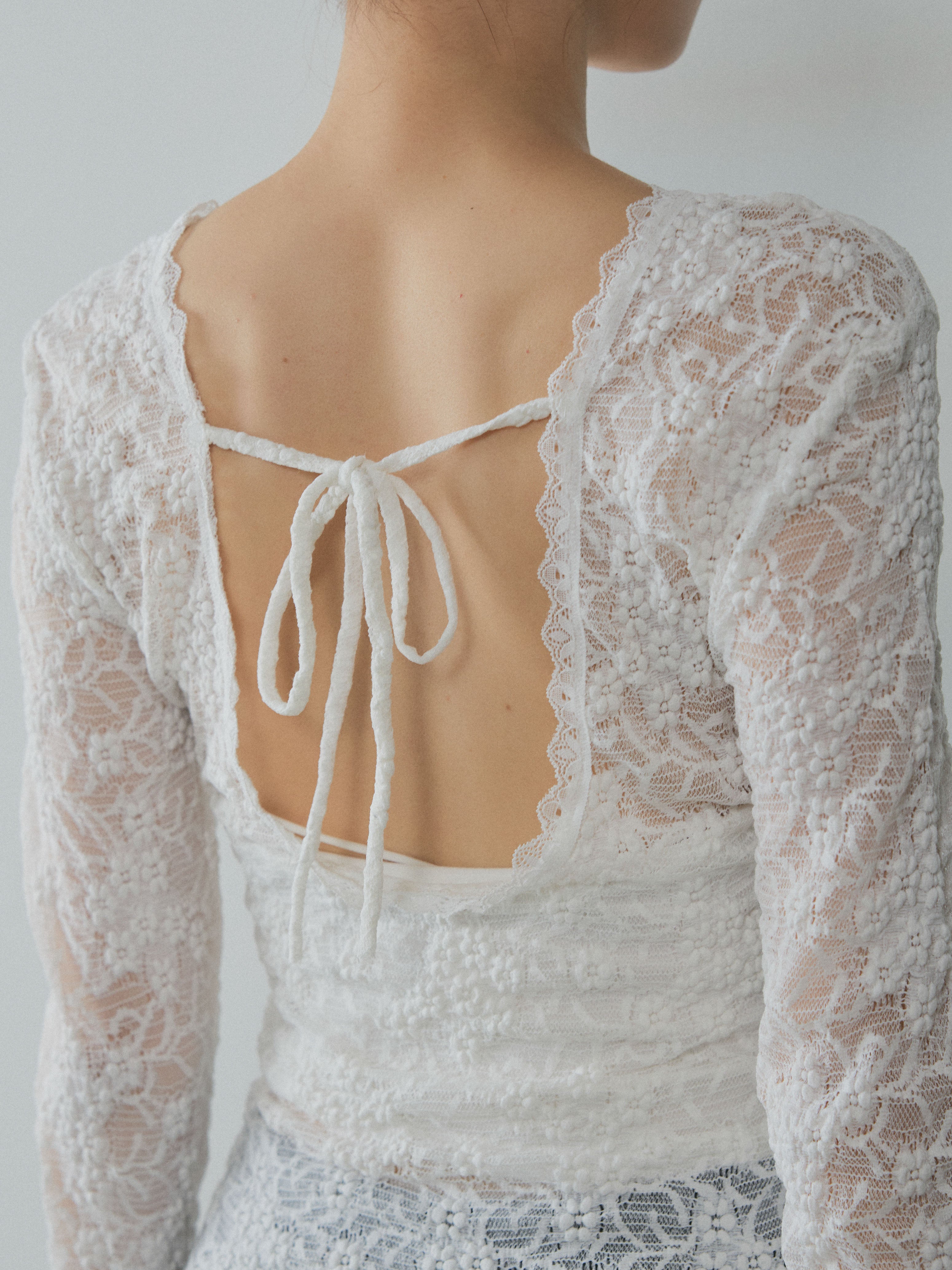 予約]バックオープンレーストップス/white – Lumier