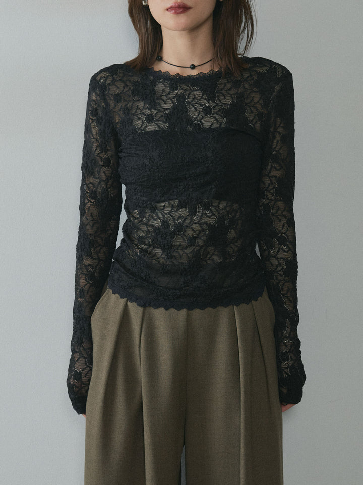 [予約]バックオープンレーストップス/black