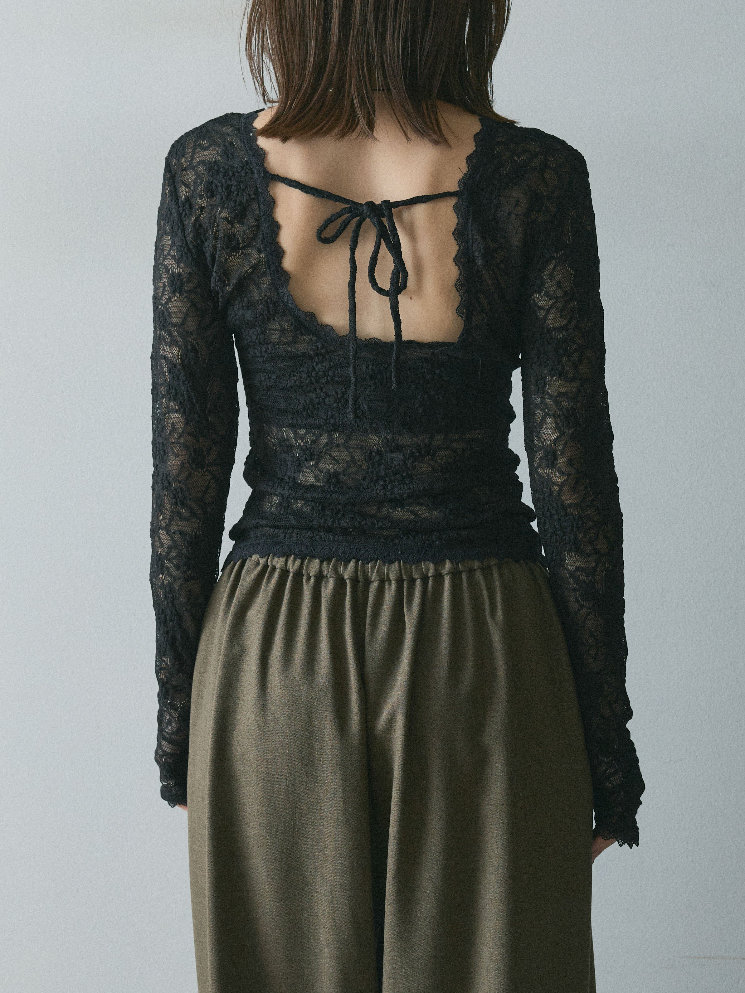 Riu2024年Summer レーストップス 予約]バックオープンレーストップス/black – Lumier