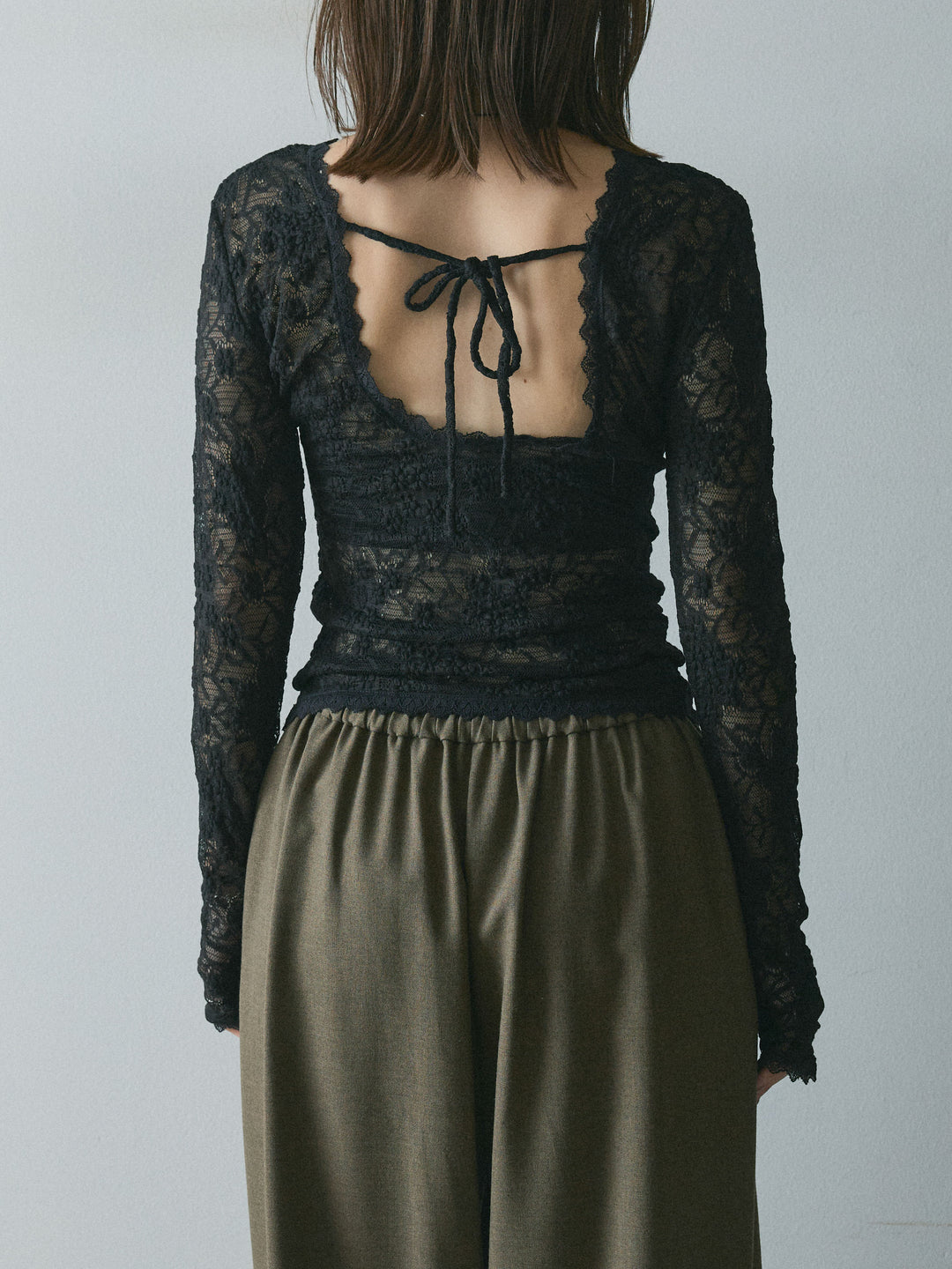 [予約]バックオープンレーストップス/black