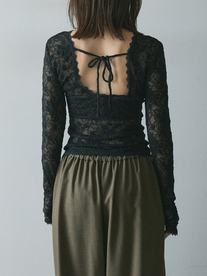 [予約]バックオープンレーストップス/black