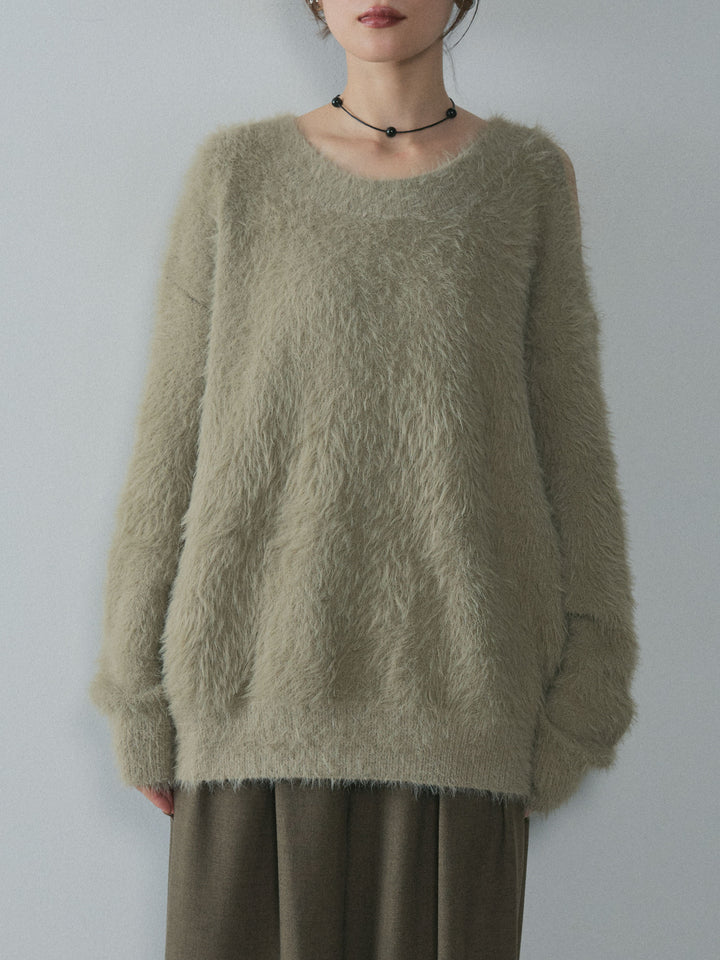 [予約]ショルダースリットシャギーニットプルオーバー/beige