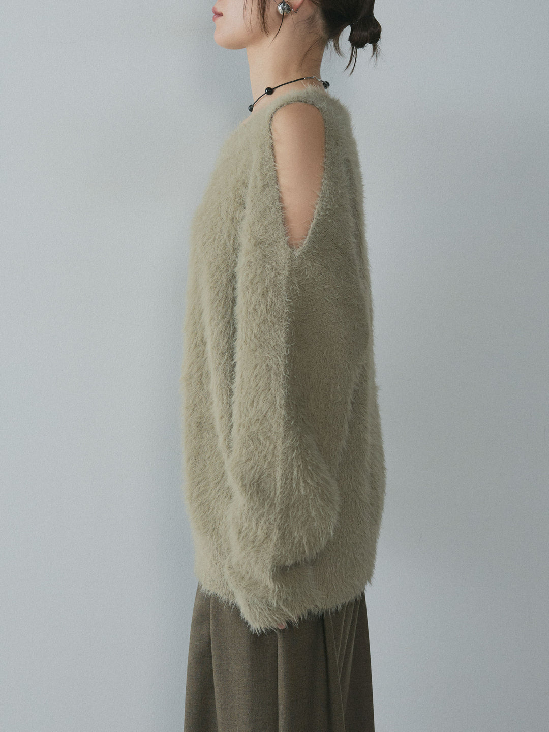 [予約]ショルダースリットシャギーニットプルオーバー/beige