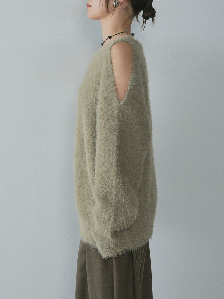 [予約]ショルダースリットシャギーニットプルオーバー/beige