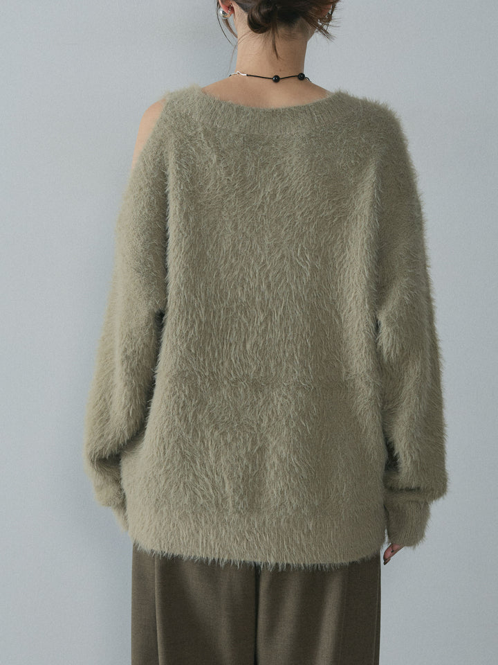 [予約]ショルダースリットシャギーニットプルオーバー/beige