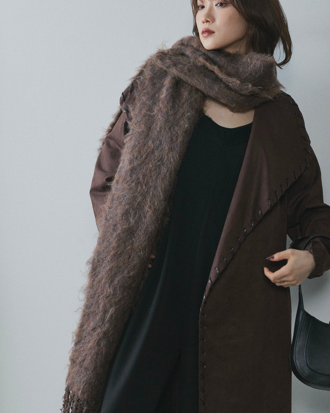 [予約]ブークレシャギーニットマフラー/brown