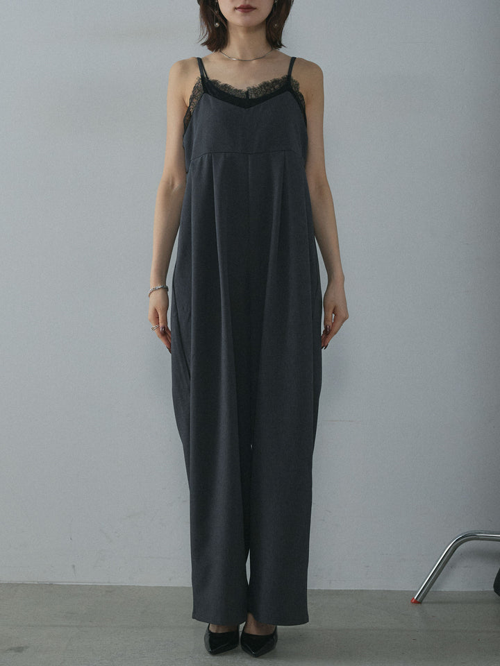 [予約]レースキャミオールインワン/charcoal