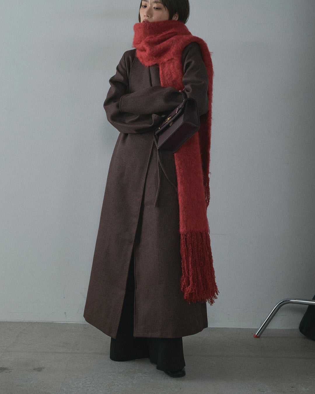 [予約]ブークレシャギーニットマフラー/red