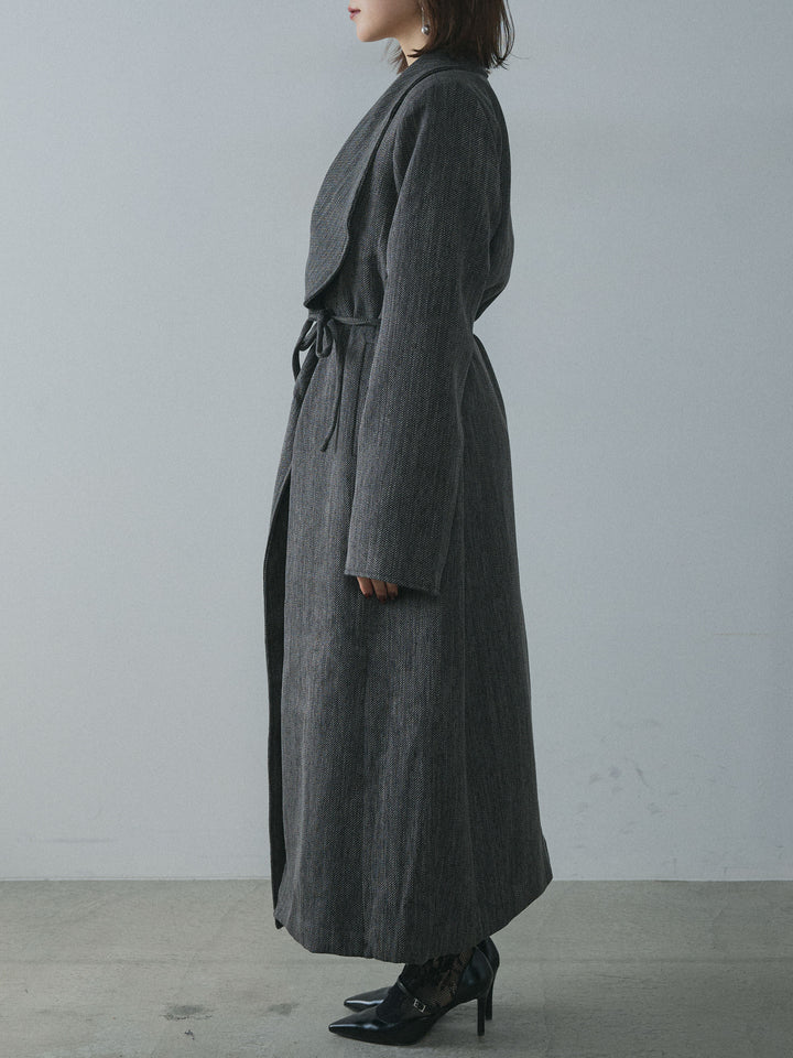 [予約]ツイードタッチロングコート/charcoal