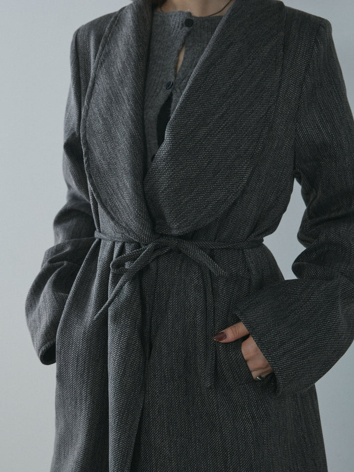 [予約]ツイードタッチロングコート/charcoal