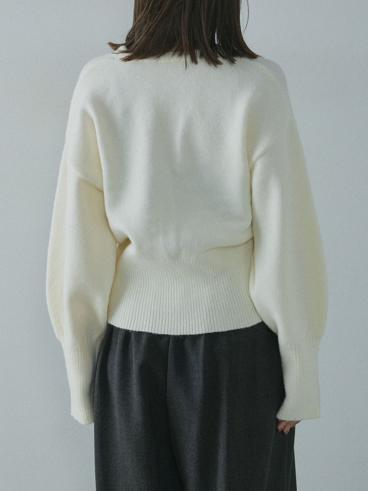 [予約]アルパカタッチVネックカーディガン/ivory