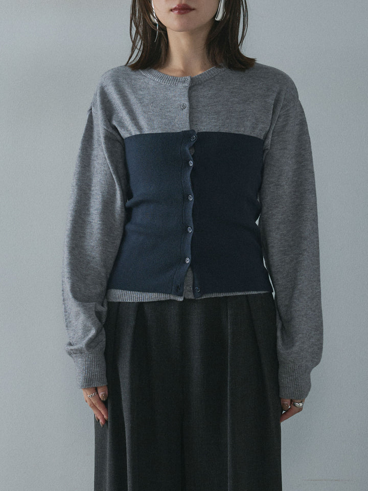 [予約]2WAYビスチェアンサンブルカーディガン/gray