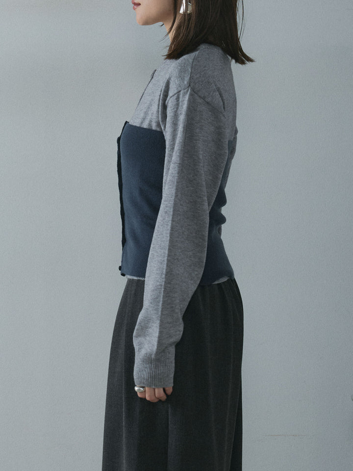 [予約]2WAYビスチェアンサンブルカーディガン/gray