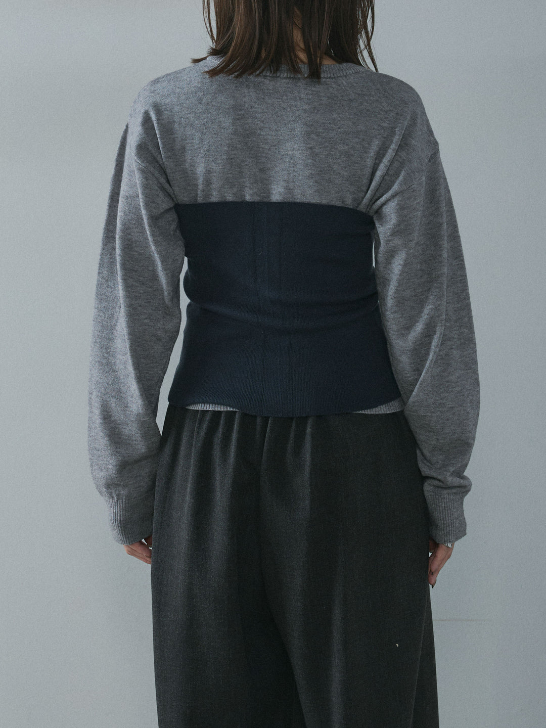 [予約]2WAYビスチェアンサンブルカーディガン/gray