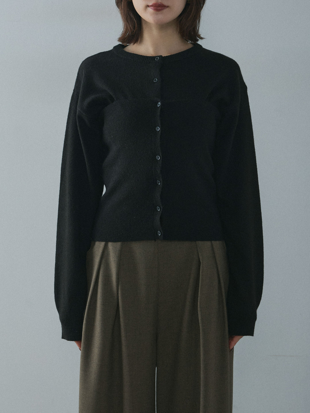 [予約]2WAYビスチェアンサンブルカーディガン/black