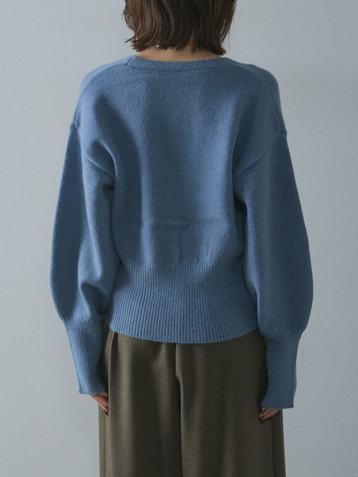 [予約]アルパカタッチVネックカーディガン/blue