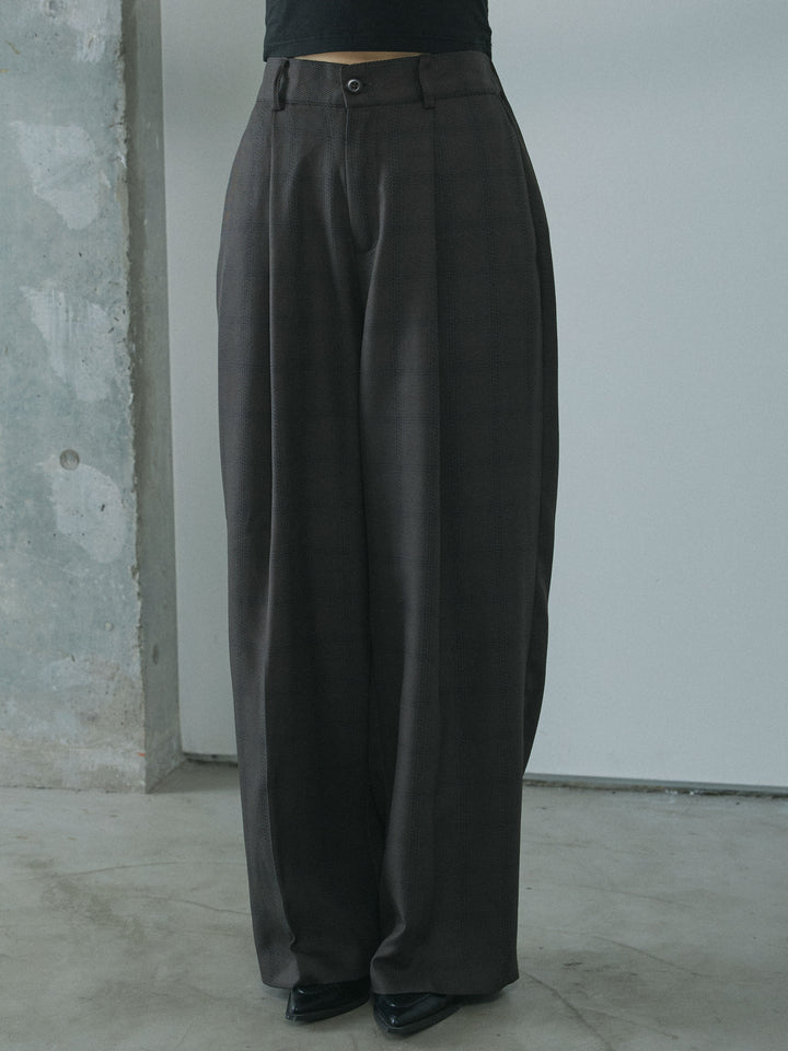 [予約]杢チェックタックパンツ/charcoal