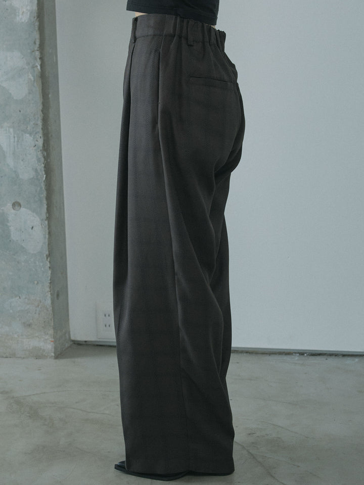 [予約]杢チェックタックパンツ/charcoal