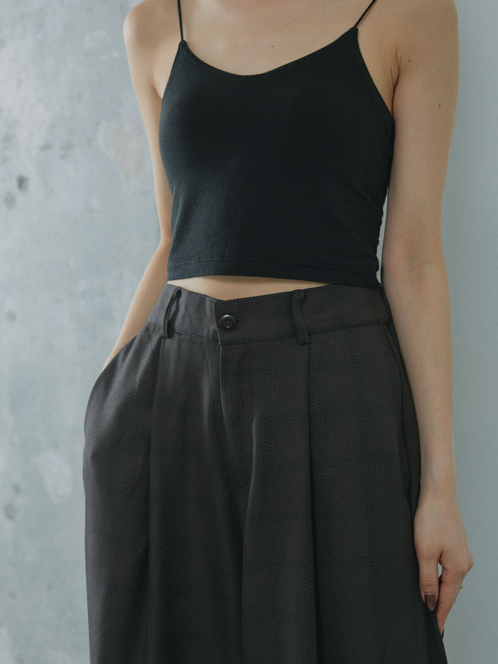 [予約]杢チェックタックパンツ/charcoal