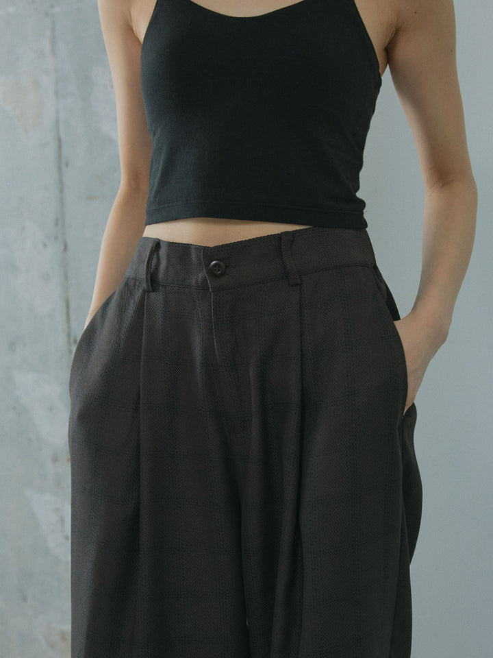 [予約]杢チェックタックパンツ/charcoal