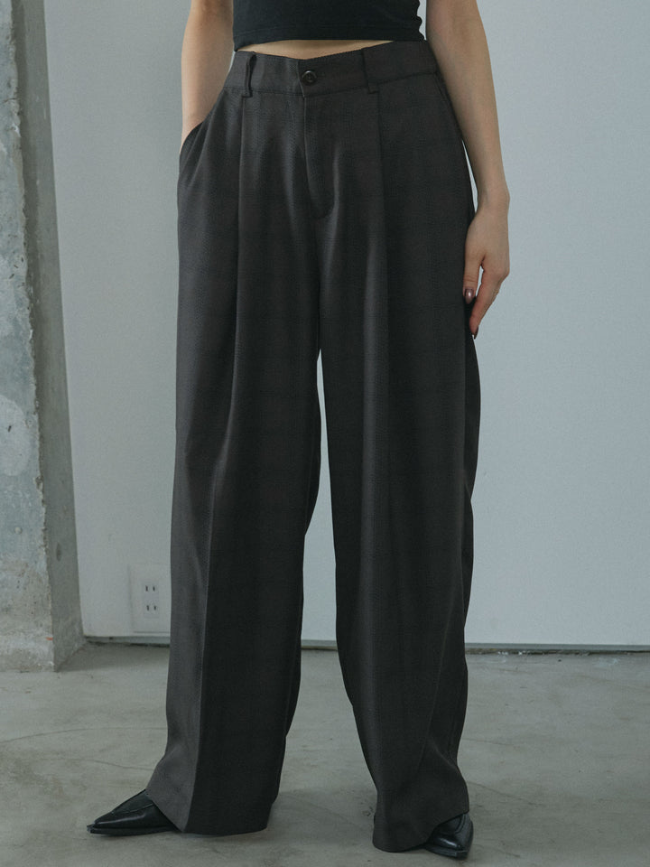 [予約]杢チェックタックパンツ/charcoal