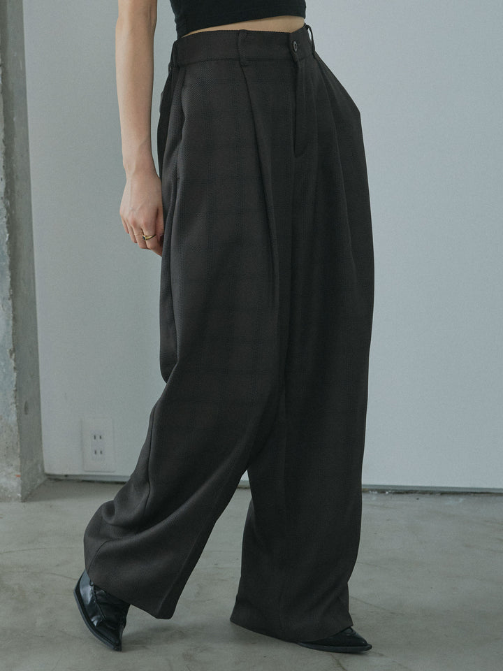 [予約]杢チェックタックパンツ/charcoal