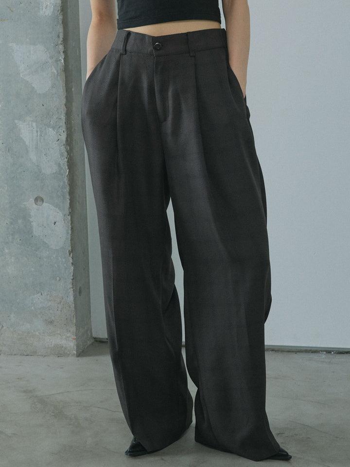 [予約]杢チェックタックパンツ/charcoal