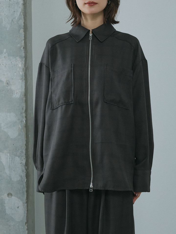 [予約]杢チェックZIPシャツジャケット/charcoal