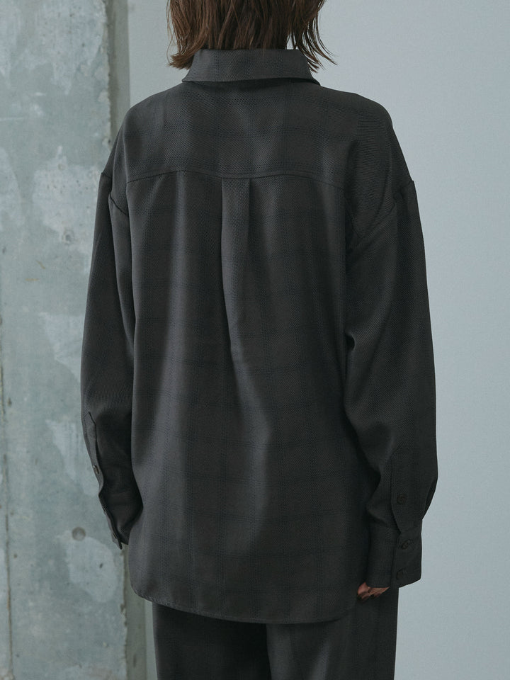 [予約]杢チェックZIPシャツジャケット/charcoal