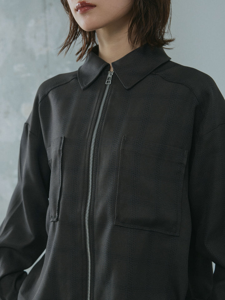 [予約]杢チェックZIPシャツジャケット/charcoal