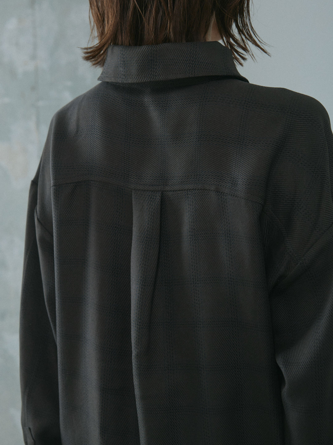 [予約]杢チェックZIPシャツジャケット/charcoal