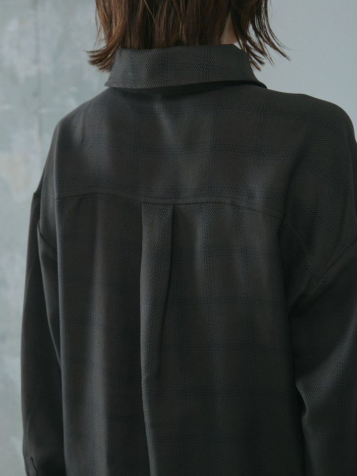 [予約]杢チェックZIPシャツジャケット/charcoal