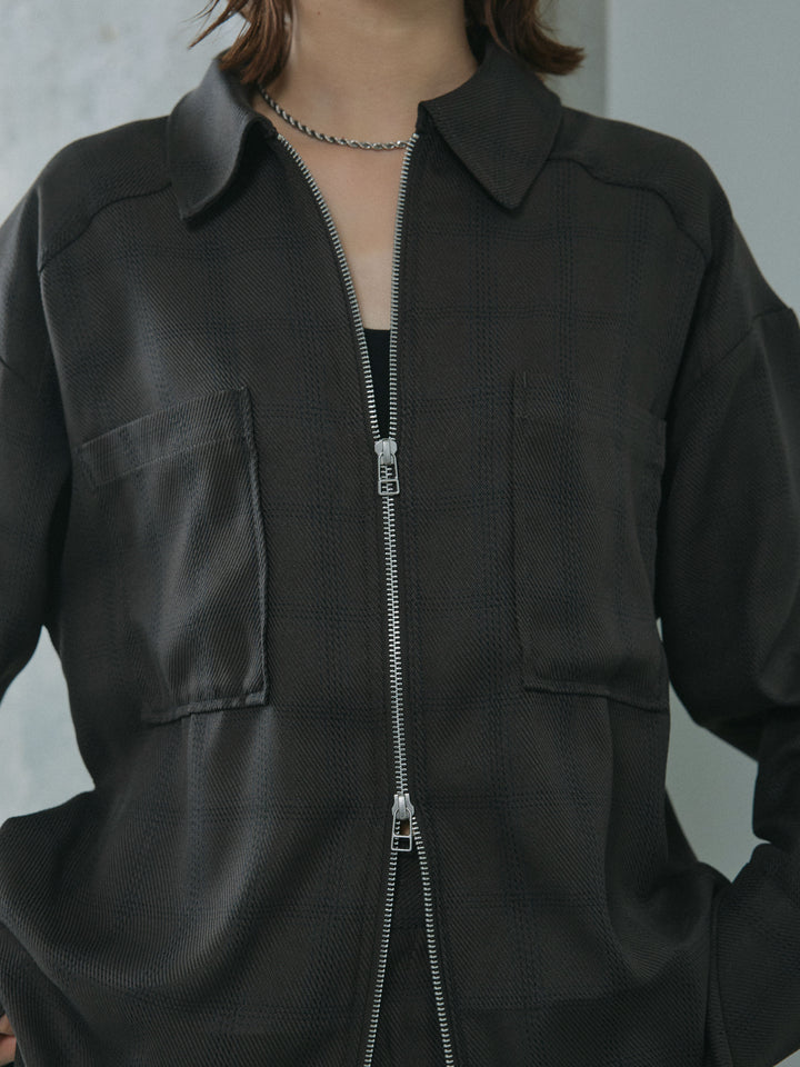 [予約]杢チェックZIPシャツジャケット/charcoal