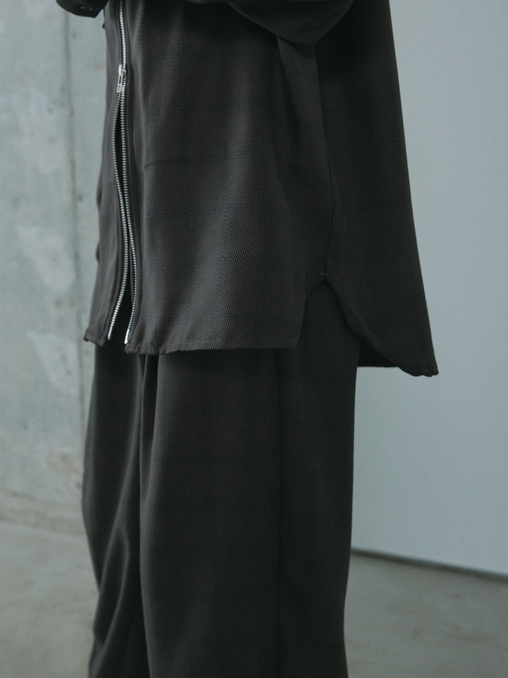 [予約]杢チェックZIPシャツジャケット/charcoal