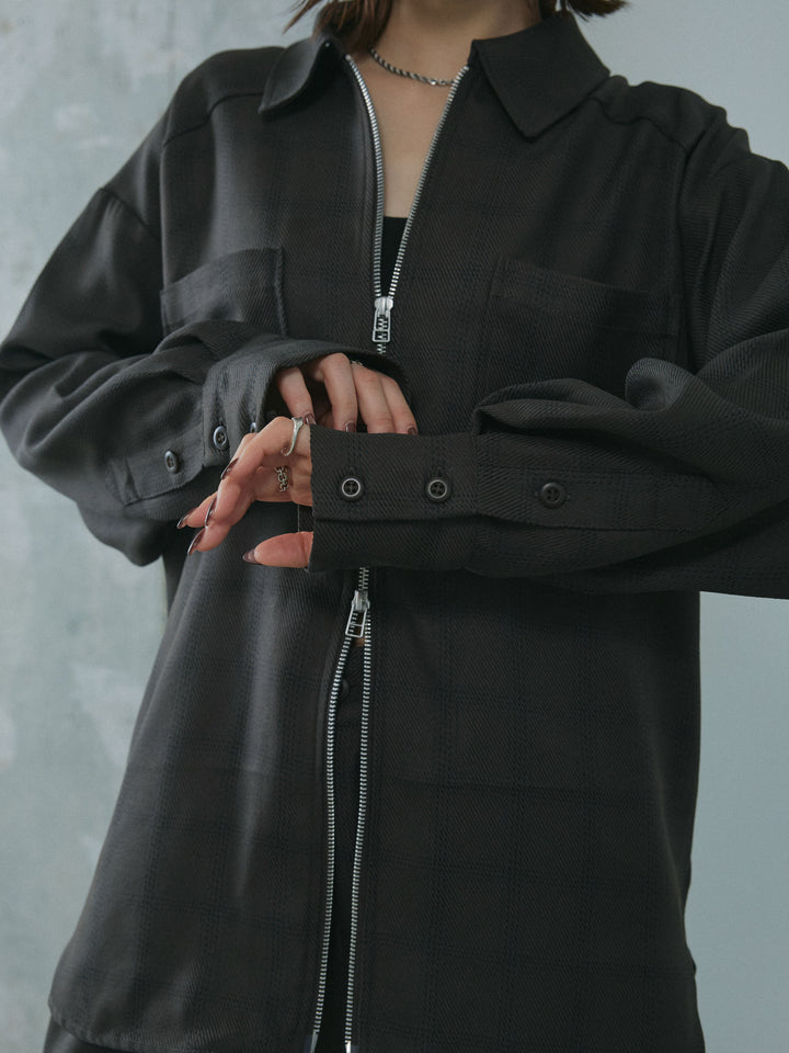 [予約]杢チェックZIPシャツジャケット/charcoal