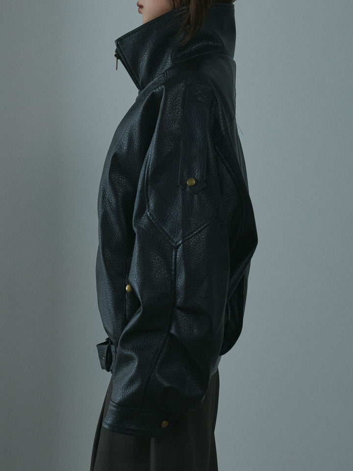 [予約]スタンドカラーレザーブルゾン/black