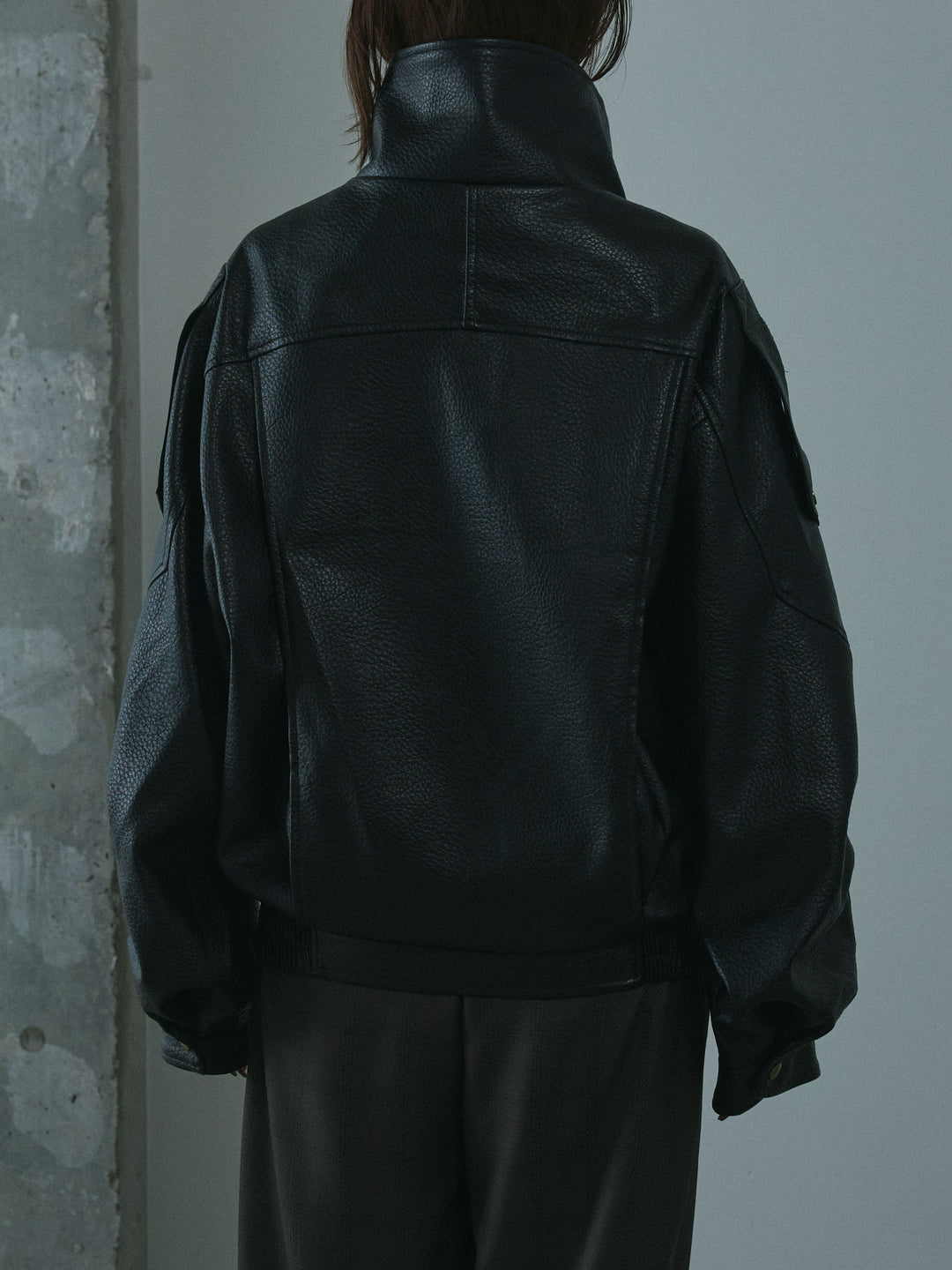 [予約]スタンドカラーレザーブルゾン/black